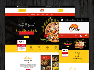 Cheesy Pizza & Fast Foods – eCommerce Responsive Theme burgur ecommerce food opencart pizza prestashop responsive shopify templatetrip woocommerce wordpress