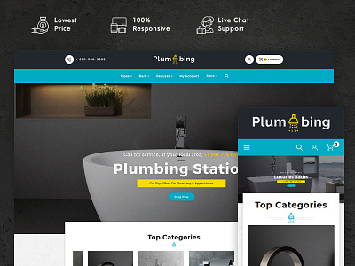 Plumbing – Hardware & Apparatuses – eCommerce Responsive Theme apparatuses bath bathroom design ecommerce fixing home services minimal opencart plumber plumbing prestashop responsive shopify template templatetrip theme woocommerce wordpress