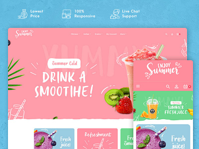 Summer Food & Drink Shakes – eCommerce Responsive Theme ecommerce fresh froots ice cream juices minimal modern opencart parlor prestashop responsive shakes shopify summer summer cold template templatetrip theme woocommerce wordpress