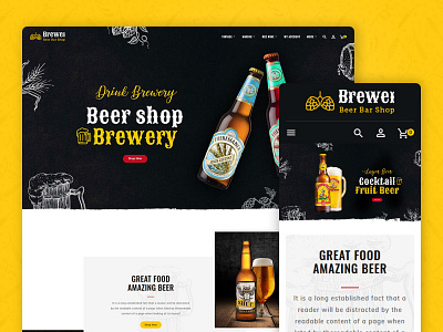 Brewery - Beer Bar & Pub - eCommerce Website Design design responsive templatetrip