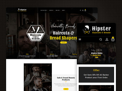 Hipster – Haircuts & Beard – eCommerce Responsive Theme