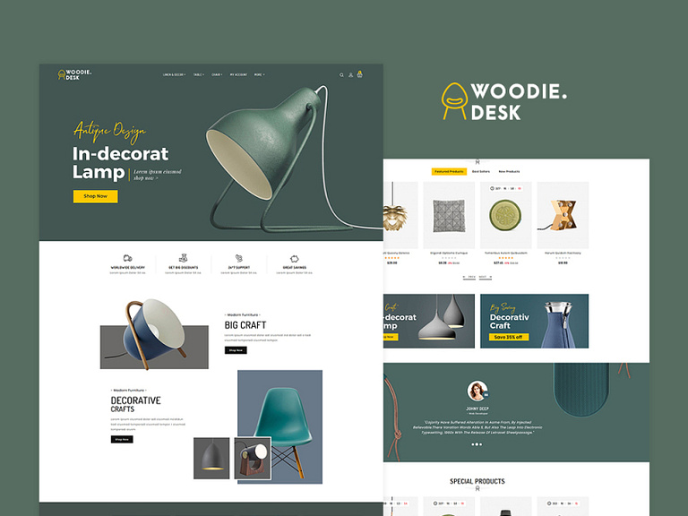 Woodie Desk Furniture Art Responsive + RTL Theme by TemplateTrip on Dribbble