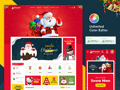 Gifty Box – Santa Christmas Shop – eCommerce Responsive Theme opencart prestashop shopify templatetrip theme woocommerce wordpress