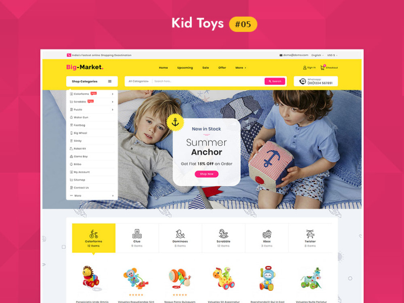 Big Market Kid Toys Multipurpose site Design by