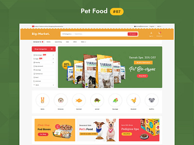 Big Market Pet Food - eCommerce Multi-purpose Website Design ecommerce opencart prestashop responsive shopify templatetrip woocommerce wordpress