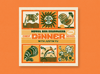 Chef Dinner Series bespoke design illustration lettering