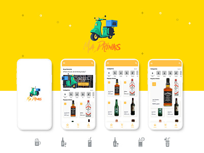 Madrinks App Re-Design- (Drinks ordering app) alcohol concept drinks mobile design online ordering ui ux
