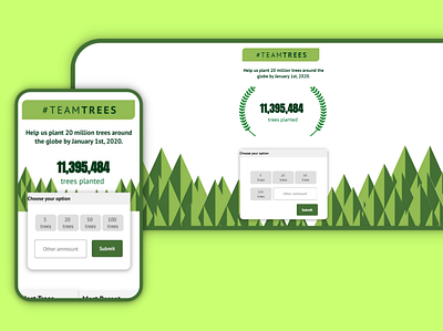 Concept page for #TEAMTREES concept page html html css teamtrees webdesign