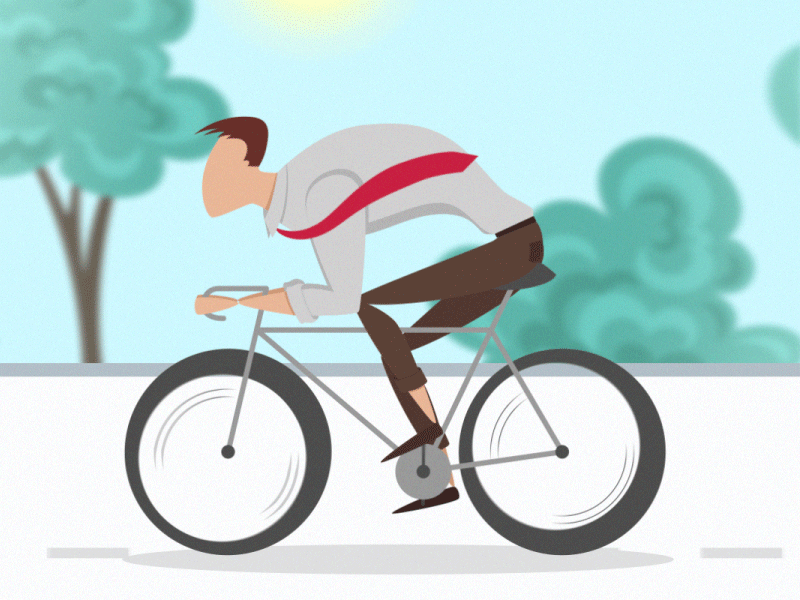 Cycle Office Man 2d afte after effects animation bike character character animation cycling flat illustration loop man motion graphics office man people rigging run cycle trees ui vector