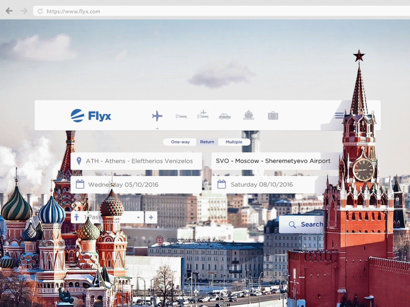 Dynamic themes, based on user input. book booking dynamic experiment flight moscow russia theme ui user experience ux web