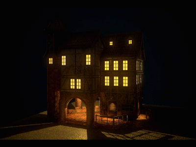 OLD MEDIEVAL MANSION NIGHT VIEW