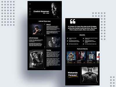 Chadick Boseman black chadwick boseman figma minimal tribute ui ux