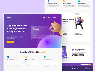 Landing Page - Vetualy(Web) 3d branding color design figma fintech landing page minimal user experience ux web app website