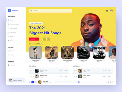 Music App - A Dashboard Design branding dashboard design figma music ui ux web app web design