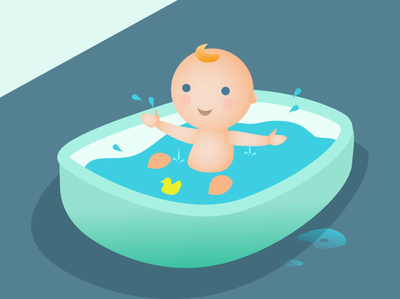 Baby in Bath Tub affinitydesigner baby illustration vector
