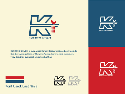 Ramen Restaurant business concept hotel japanese k letter logo ramen relax resort restaurant vacation