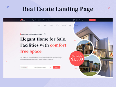 Real Estate Landing Page apartment architecture architecture design builing figma home for sell house house rent interior design landing page design ui uiux web design