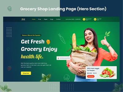 Grocery Shop Landing Page (Hero Section) daily food daily need figma food green food grocery grocery market grocery shop hero section homepage landing page super shop ui uiux web design