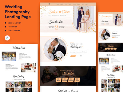Wedding Photography Landing Page couple figma homepage landing page design love story marriage anniversary marriage ceremony mobile app phographer ui uiux ux web design webpage website design wedding wedding photography