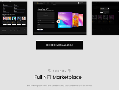 Token Sky-NFT Marketplace works with ERC20 Full NFT Marketplace adobe xd bitcoin illustration nft ui