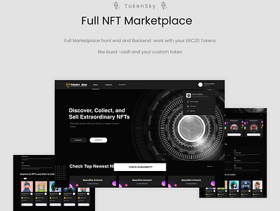 Token Sky-NFT Marketplace works with ERC20 Full NFT Marketplace adobe xd envato nft opensea ui