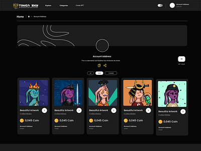 Token Sky-NFT Marketplace works with ERC20 Full NFT Marketplace adobe xd android android app branding design erc20 etherum flutter illustration ios logo nfts ui