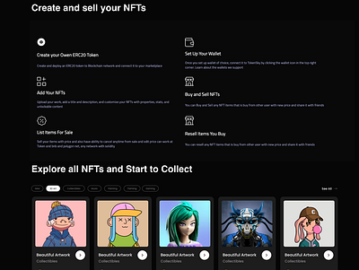 Token Sky-NFT Marketplace works with ERC20 Full NFT Marketplace adobe xd android android app branding design erc20 flutter illustration ios logo nfts ui