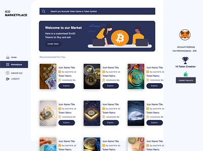 TokICO- Full Erc20 Tokens Ico Marketplace adobe xd design nft ui web3