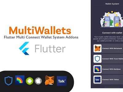 MultiWallets -Crypto Flutter Multi Wallet System Addons adobe xd android app flutter ios ui