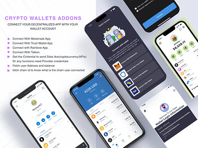 MultiWallets -Crypto Flutter Multi Wallet System Addons adobe xd android app flutter ios
