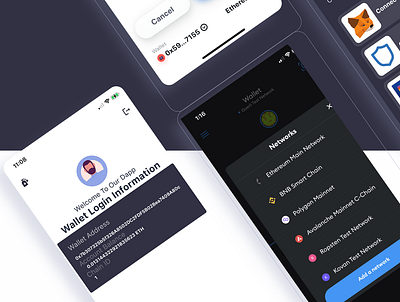 MultiWallets -Crypto Flutter Multi Wallet System Addons adobe xd android android app branding design flutter illustration ios logo