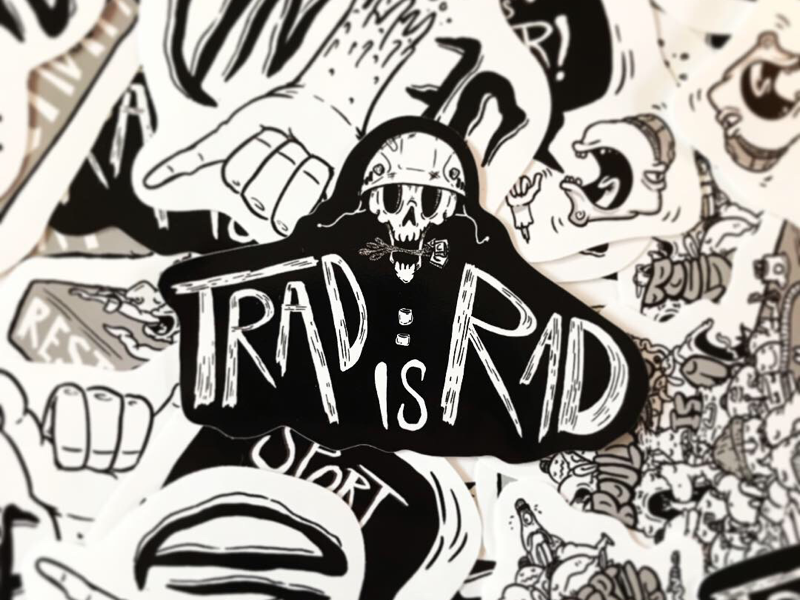 Trad is Rad! Climbing Sticker illustration climbing lowbrow stickers