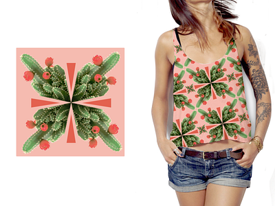 psicodelic cactus apparel design fashion brand printed apparel sublimation woman tank