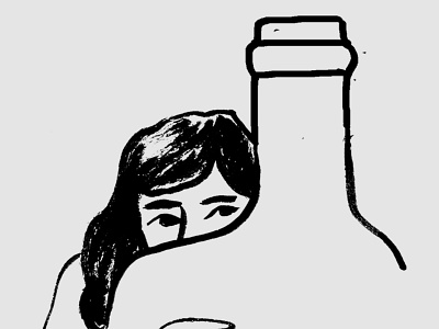 Reemplazo / winedependent digital illustration girl boss wine label