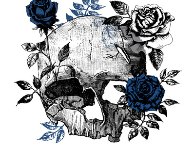 skull with flowers clothing design digital artist isrealdesign printed apparel tshirt design