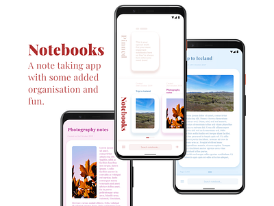Notebooks - A Concept Note Taking App app book books concept design figma mockup note notebook notebooks notes pin ui ux