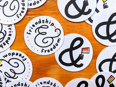 Hand Printed Pride Stickers ampersand handmade lgbtqia pride printmaking screen print silkscreen stickers