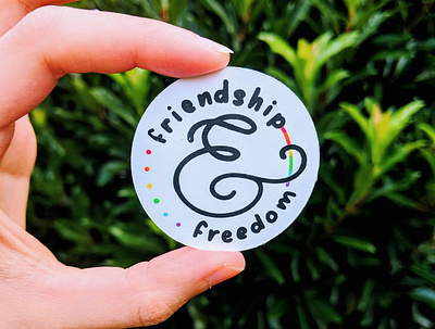 Friendship & Freedom | Hand Printed Pride Stickers ampersand design handmade illustration pride printmaking screen print silkscreen stickers