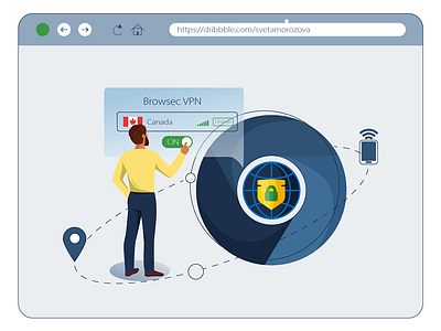 Illustration for VPN service blue chrome flat iit illustration illustrator new vector vpn vpn app web web design webdesign