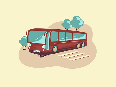 Bus - web illustration blue bus car dribbble flat illustration illustrator new red ui vector web design