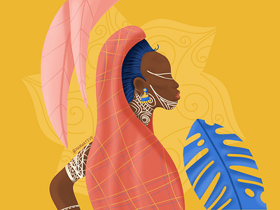 Bright thoughts africa african african woman beautiful creative dye human humanity illustration leaves marwative minimalism people sari sketchbook sketches style guide tatto woman yellow