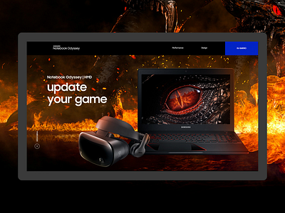 Samsung Odissey design desktop dragon fire notebook typography ui ux visual web