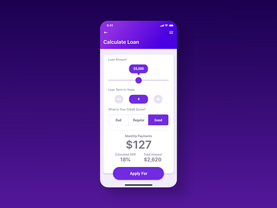 Daily UI Day 004 - Loan Calculator app app design daily daily 100 challenge daily ui dailyui design mobile mobile app mobile app design product design ui uidesign ux uxdesign