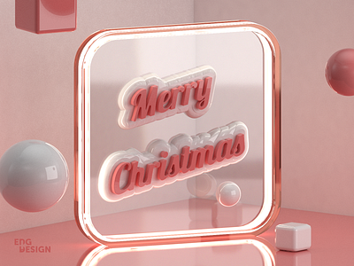 Merry Christmas 3d art christmas concept graphic design illustration materials navidad pink rhino3d typography