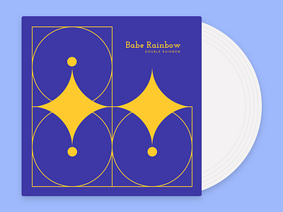 Babe Rainbow - Double Rainbow album blue blue and white flat graphicdesign music record redesign sketch vinyl yellow