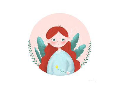 Girl with red hair illustration