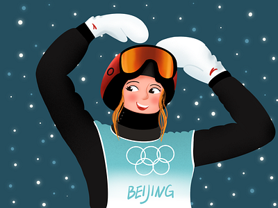 Gu ailing at the 2022 Beijing Winter Olympics branding design illustration painting