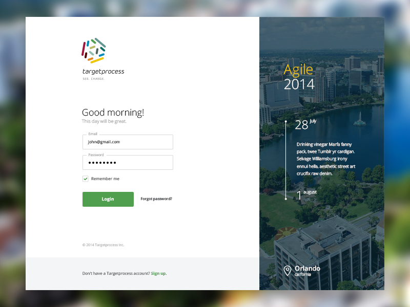 Login Page by lllllllll for Targetprocess on Dribbble