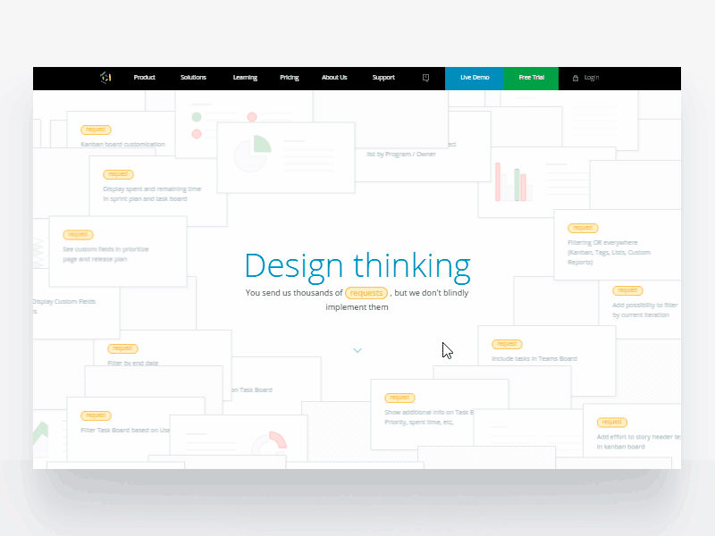 Design Thinking agile cards design folder icon kanban landing scrum ui web