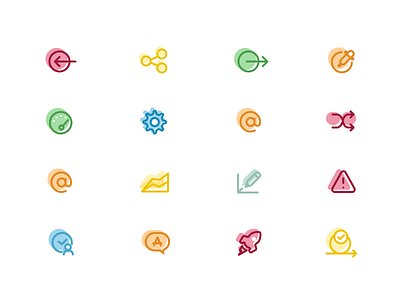 Icons agile colorful icons set settings share simple